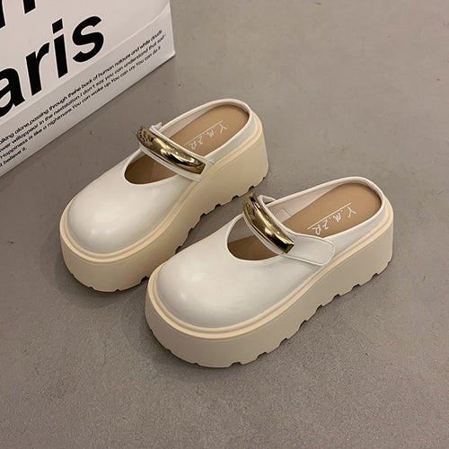 Damen Modische Plateau-Clogs mit glänzendem Detail und rutschfester Sohle R&B
