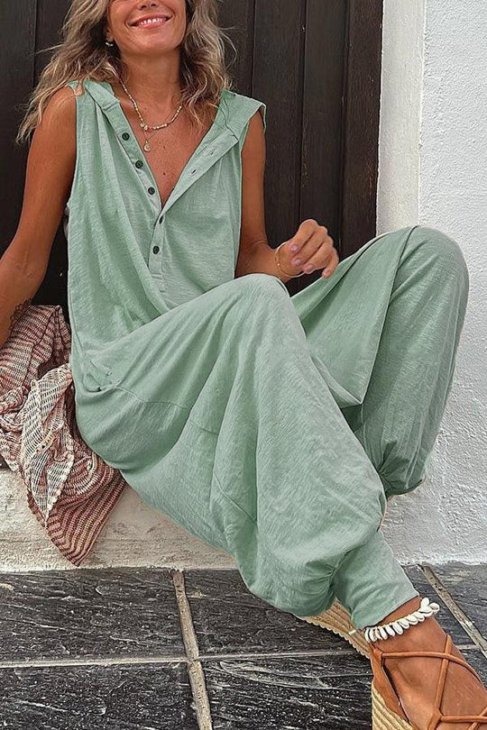 Damen Lässiger Jumpsuit mit Knopfverschluss und praktischen Seitentaschen R&B