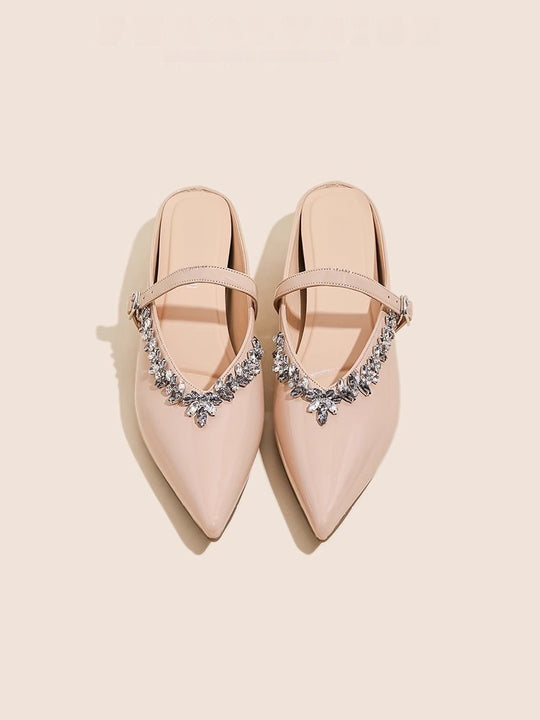 Damen elegante Slingback-Schuhe mit Kristallverzierungen R&B