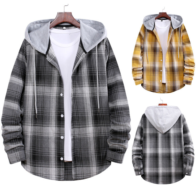 Herren Flanellhemdjacke mit Hood und modernem Karomuster