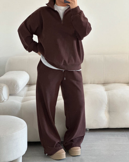 Damen sportlicher Kapuzenpullover mit hohem Kragen und breitem Schnitt R&B