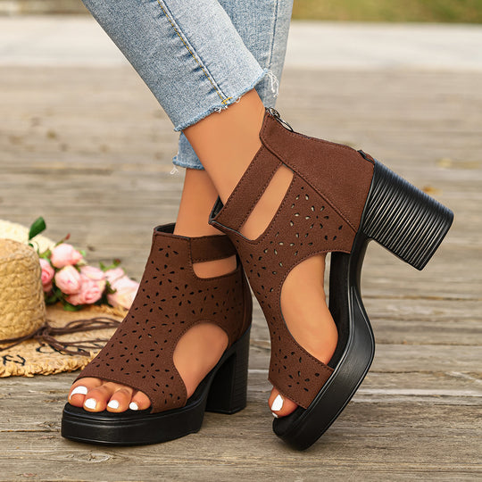 Damen Modische Plateau-Sandalen mit atmungsaktivem Cut-Out-Design R&B