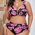 Damen Hochtaillierter Bikini mit floralem Design und komfortablem Schnitt R&B