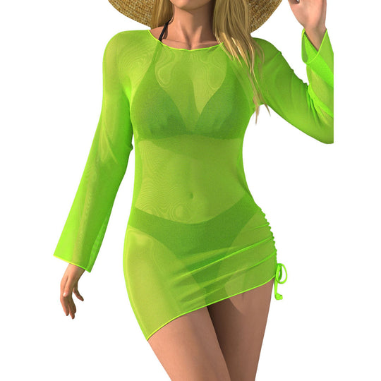 Damen Strandkleid mit transparenten Ärmeln R&B
