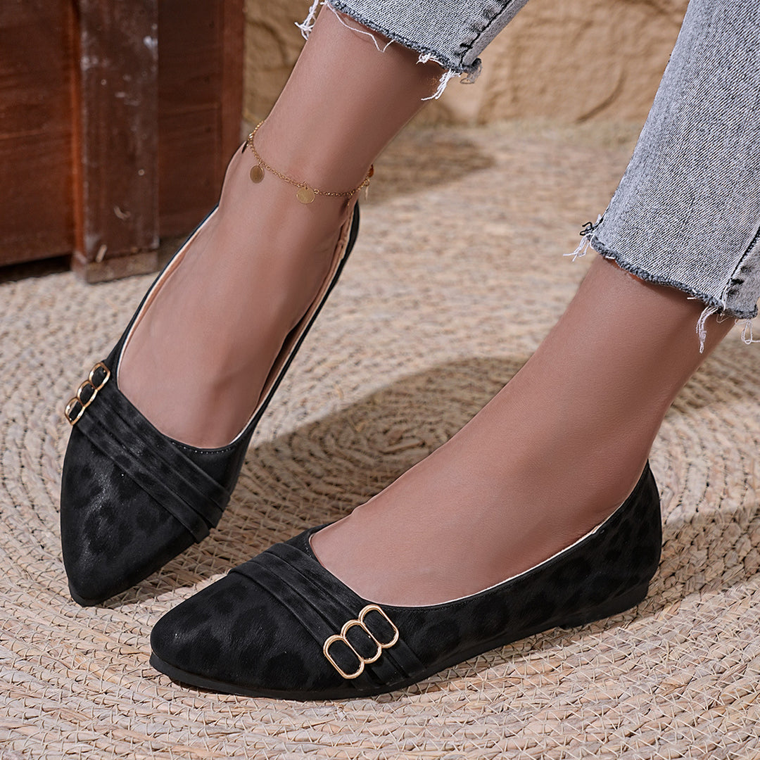 Damen elegante spitze Ballerinas mit dekorativem Schnallen-Design R&B