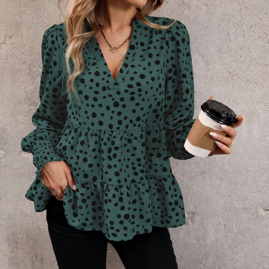 Damen Bluse mit voluminösen Puffärmeln und lässigem Volantdesign R&B