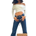 Damen Off-Shoulder Oberteil mit gerafften Details R&B