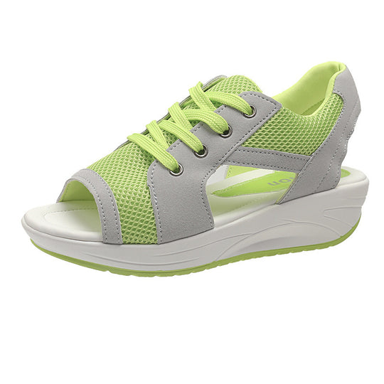 Damen Wedge-Pantoletten mit atmungsaktivem Mesh-Obermaterial und stabiler Plattformsohle R&B