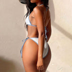 Damen Triangel-Bikini mit verspieltem Kordeldetail