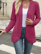 Damen Strickjacke mit offenen Front und praktischen Taschen R&B