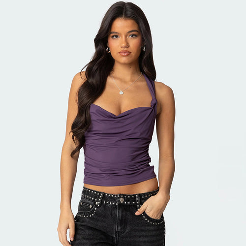 Damen modisches Top mit Knoten-Detail und Raffungen R&B