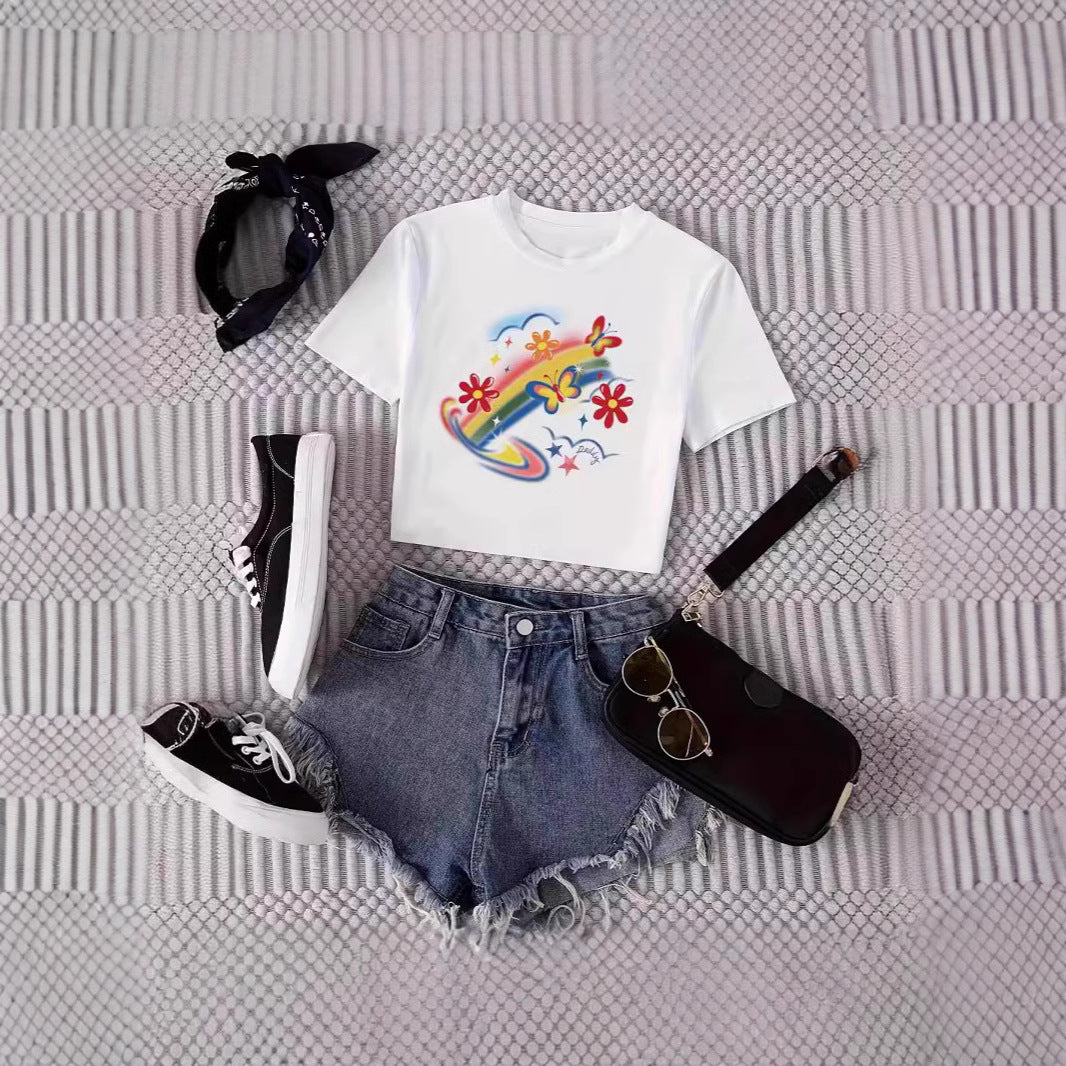Damen Crop-T-Shirt im urbanen Grafikdesign R&B