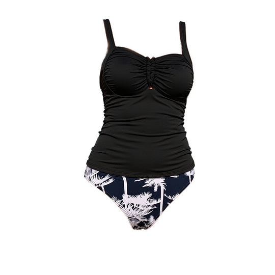 Damen tankini mit raffinierten Rüschendetails und tropischem Druck R&B