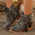 Damen modische Stiefeletten mit raffinierten Schnürdetails und elegantem Reißverschluss R&B