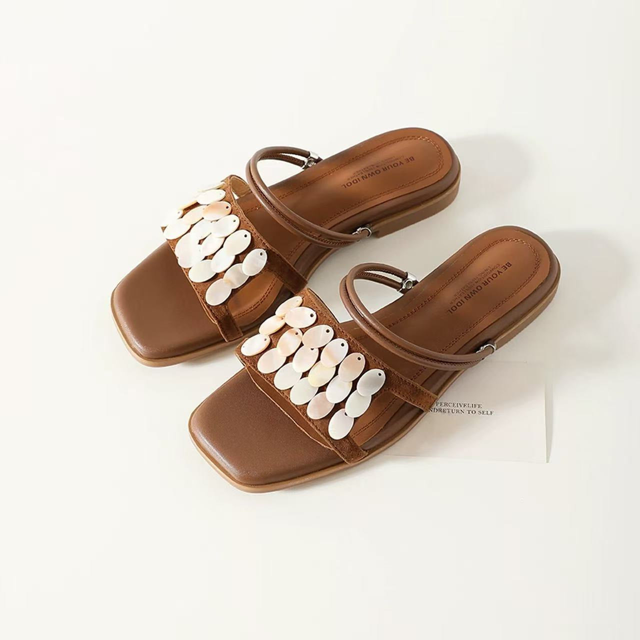 Damen Dekorative Riemchen-Sandalen mit glitternden Pailletten R&B