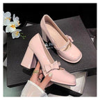 Damen elegante Mary Jane High Heels mit Blockabsatz R&B