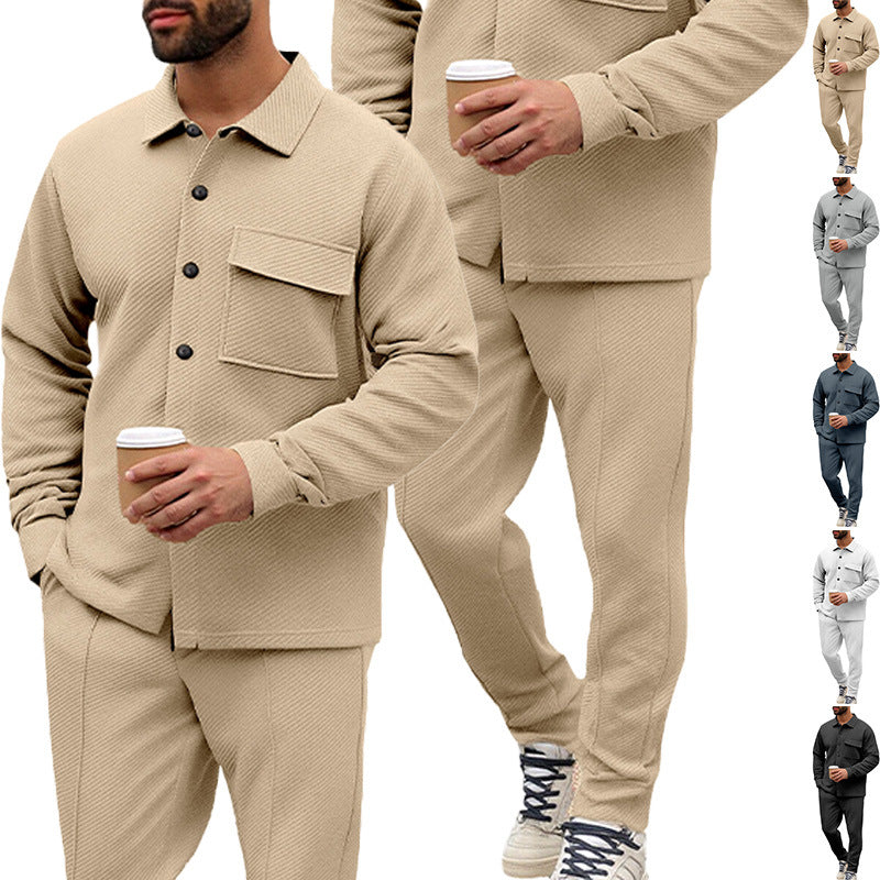 Herren nan Hemdenjacke-Set mit aufgesetzter Klappentasche und konischer Komforthose R&B