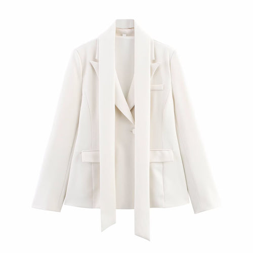 Damen eleganter Blazer mit abnehmbarem Halstuch R&B