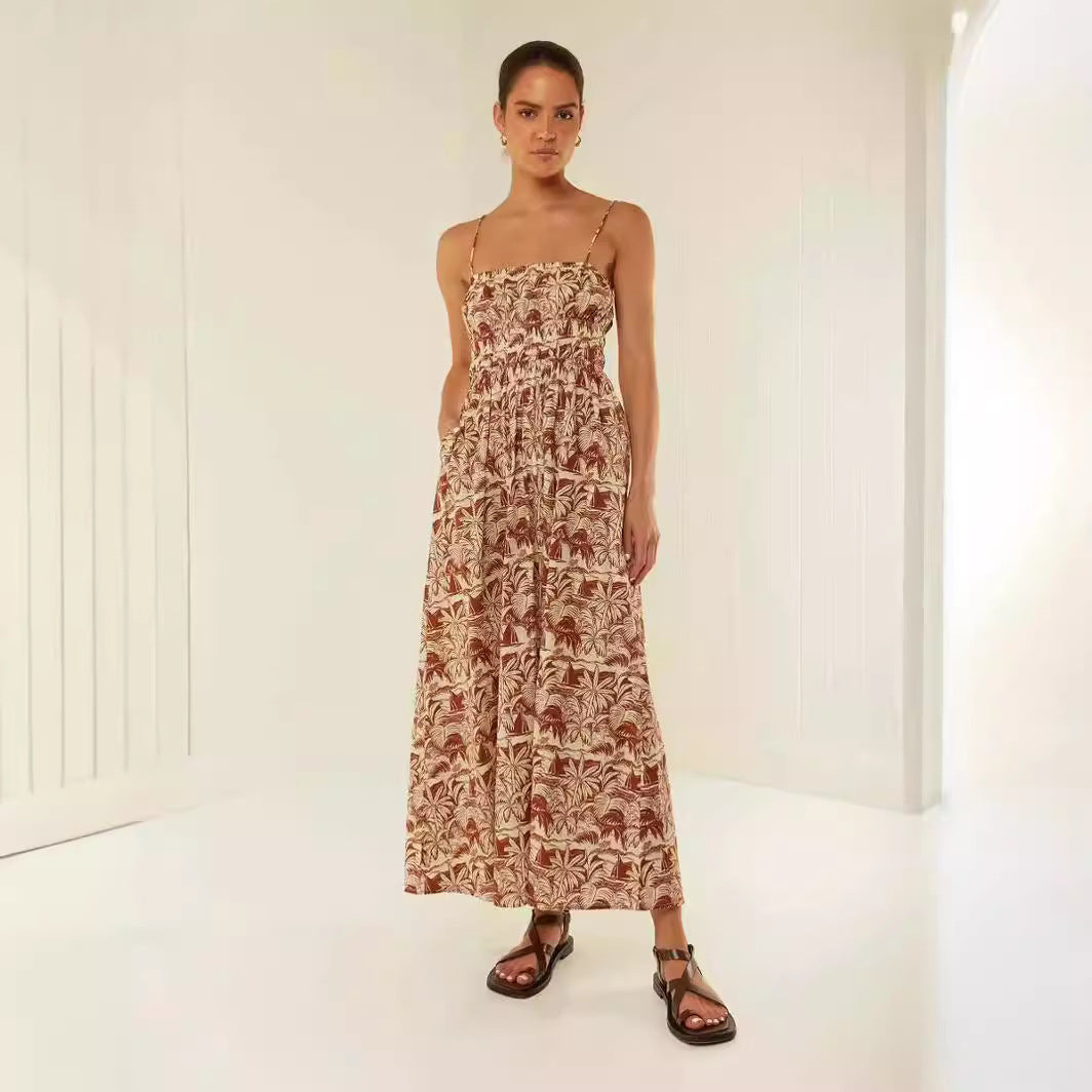 Damen Maxikleid mit elastischem Bund und verspieltem Blumenmuster R&B