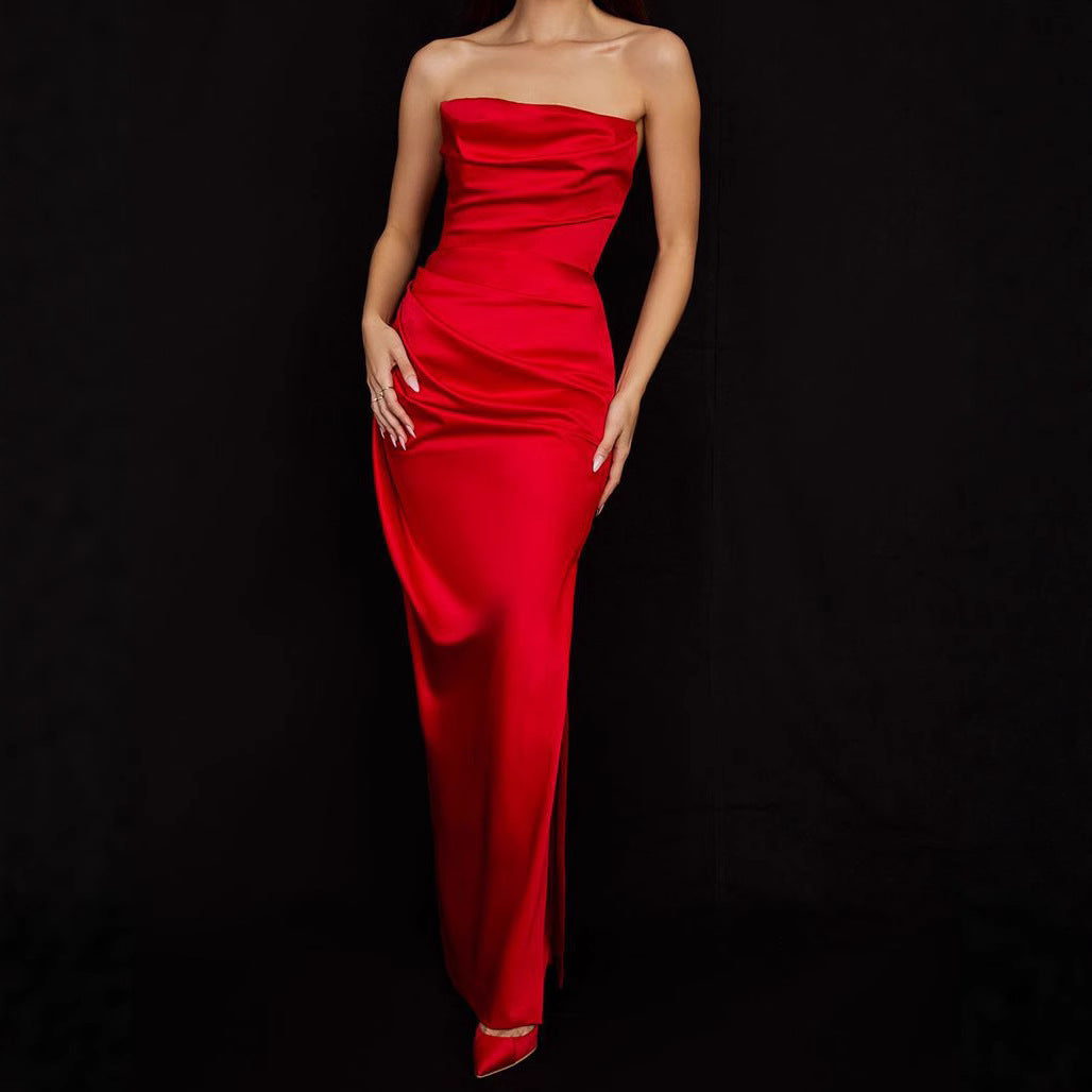 Damen nan trägerloses Abendkleid mit Drapiertem Bustier und schlanker Säulensilhouette R&B