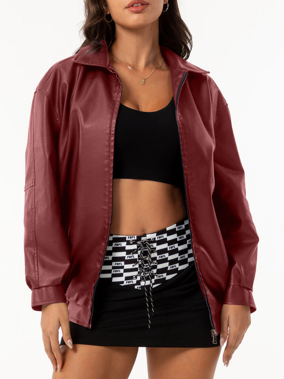 Damen lässige Satinjacke mit modernem Schnitt und praktischen Taschen R&B