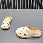 Damen trendige Clogs mit kreuzverzierten Riemen und weichem Innenfutter R&B