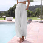 Damen weite Leinenhose mit elastischem Bund und praktischen Seitentaschen R&B