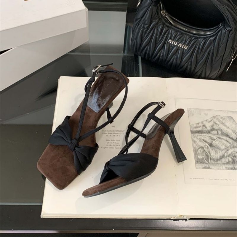Damen Slingback High Heel Sandalen mit dekorativem Knotendesign R&B
