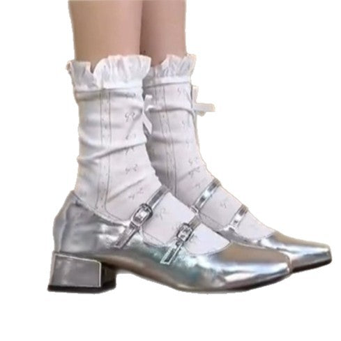 Damen elegante Ballerina-Schuhe mit dekorativen Schnallen R&B