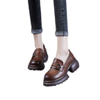 Damen Elegante und moderne Loafers mit robustem Plateau-Heel