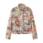 Damen Utility-Jacke mit buntem Tiermuster und praktischen Taschen R&B