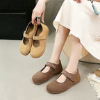 Damen Komfortable Ballerinas mit verstellbarem Riemen