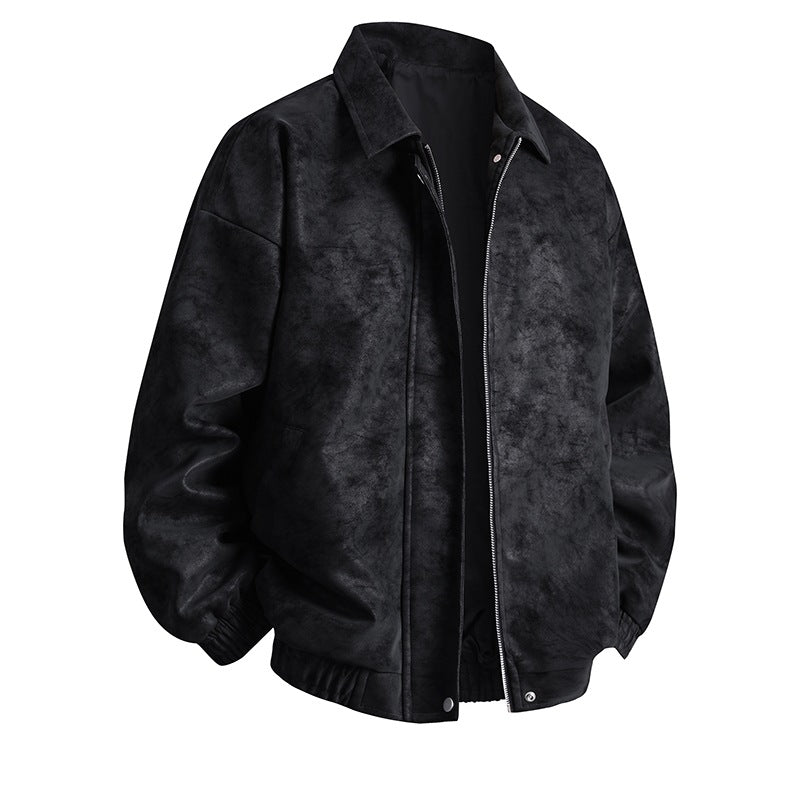 Herren Kunstleder-Bomberjacke mit lässigem Schnitt und praktischen Taschen R&B