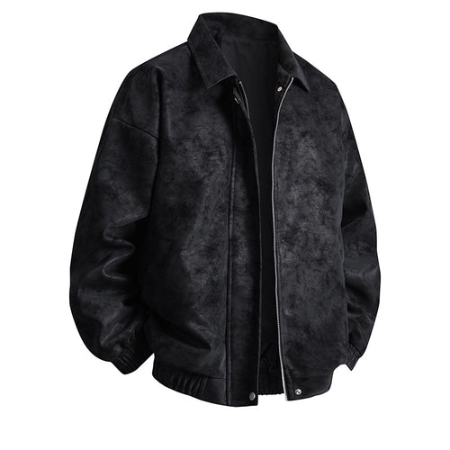 Herren Kunstleder-Bomberjacke mit lässigem Schnitt und praktischen Taschen R&B