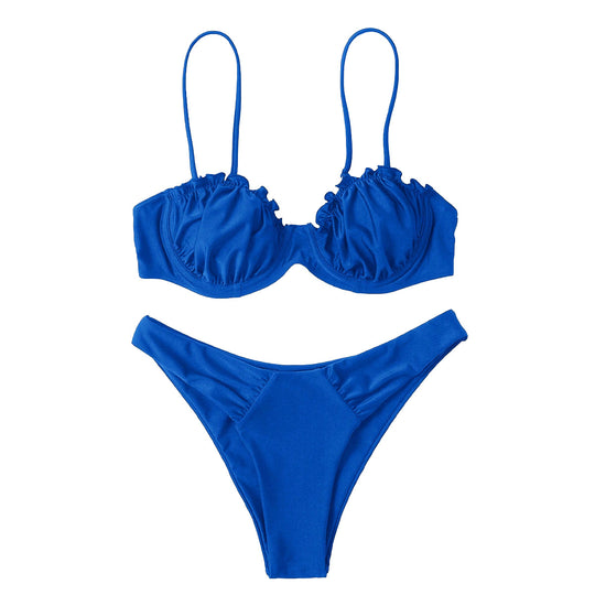Damen Push-Up-Bikini mit Raffung und verstellbaren Trägern R&B