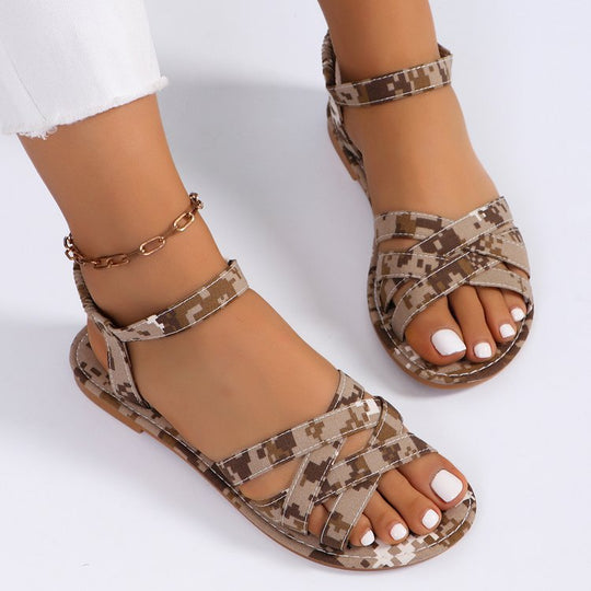 Damen elegante Fußsandalen mit Kettenverzierung R&B