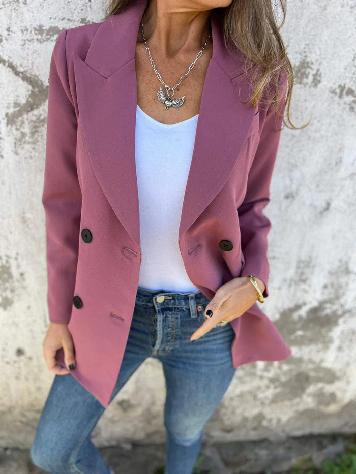 Damen Eleganter Double-Breasted Blazer mit zeitlosem Schnitt und leichten Schulterpolstern R&B