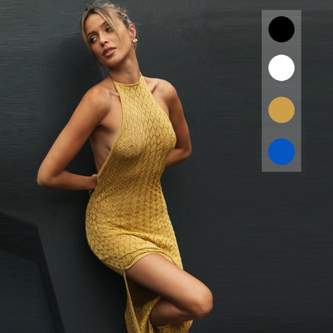 Damen Elegantes Maxikleid im gehäkelten Design R&B