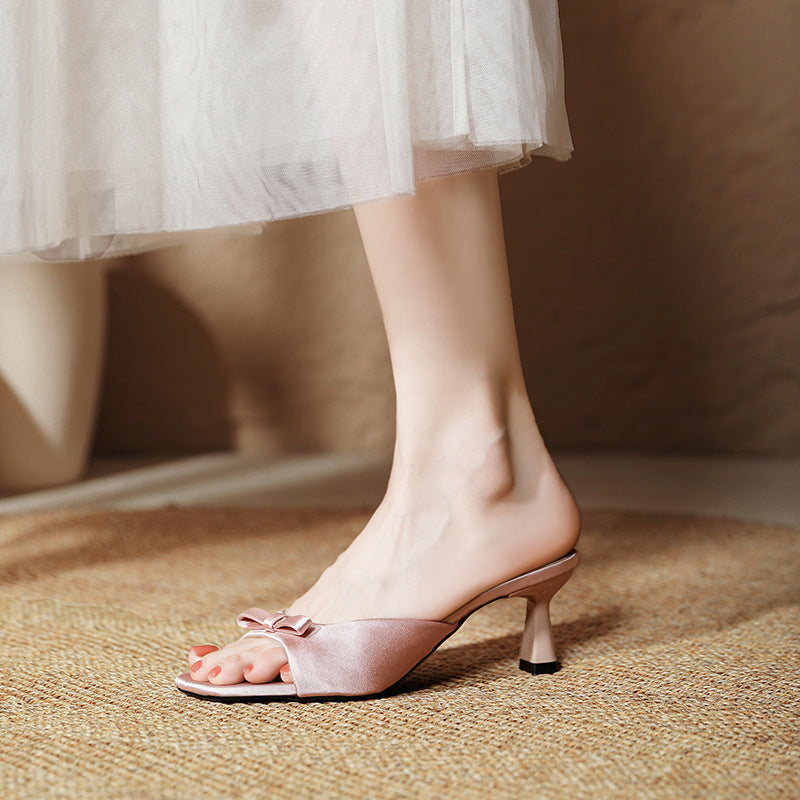 Damen elegante Mules mit verspieltem Schleifen-Detail