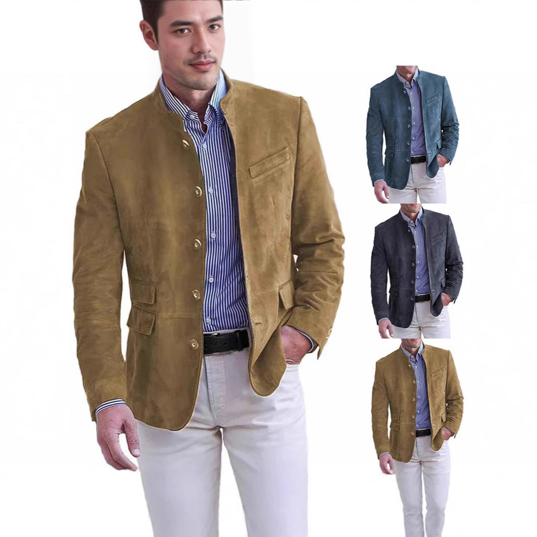 Herren elegante Wildlederjacke im modernen Design R&B