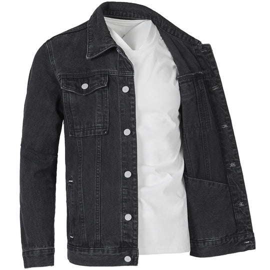 Herren Jeansjacke im modernen Slim-Fit Design mit praktischen Taschen und robusten Nieten R&B