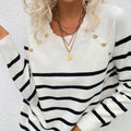 Damen modischer Streifenpullover mit Herzdetails R&B