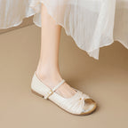 Damen Ballerinas mit schimmerndem Metalleffekt und elegantem Riemchen