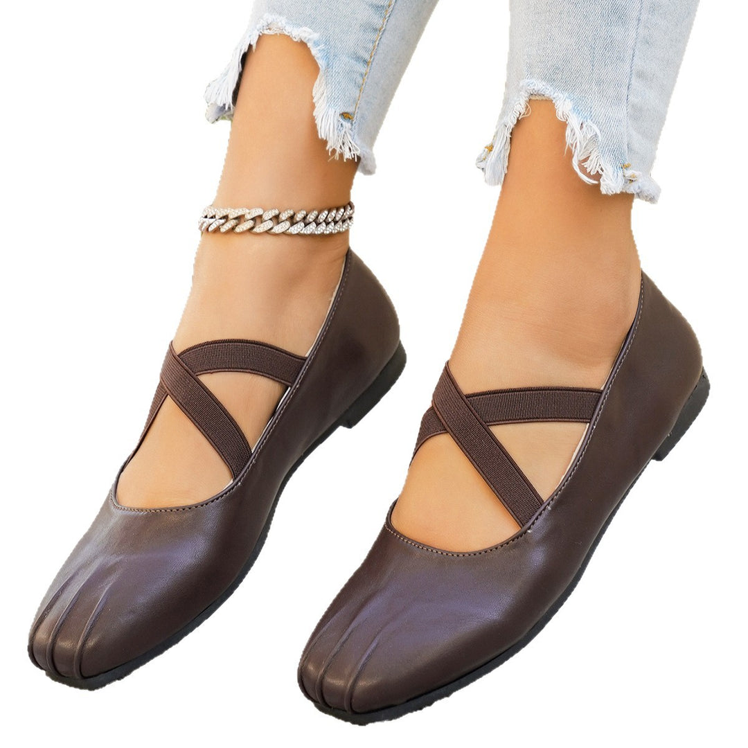 Damen modische Ballerinas mit kreuzförmigen Riemen und eleganter Sohle R&B