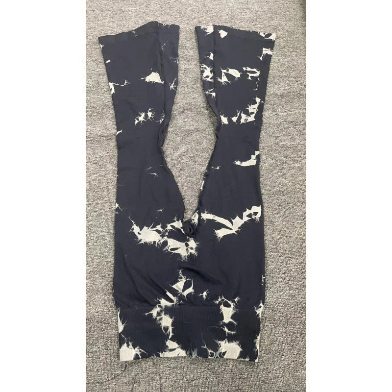 Damen Flared Yoga-Leggings mit einzigartigem Batikmuster