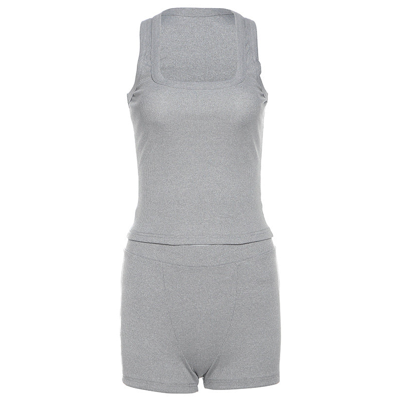 Damen Sportliches Loungewear-Set mit ärmellosem Oberteil und Shorts R&B