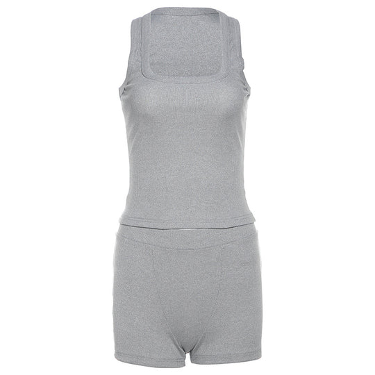 Damen Sportliches Loungewear-Set mit ärmellosem Oberteil und Shorts R&B