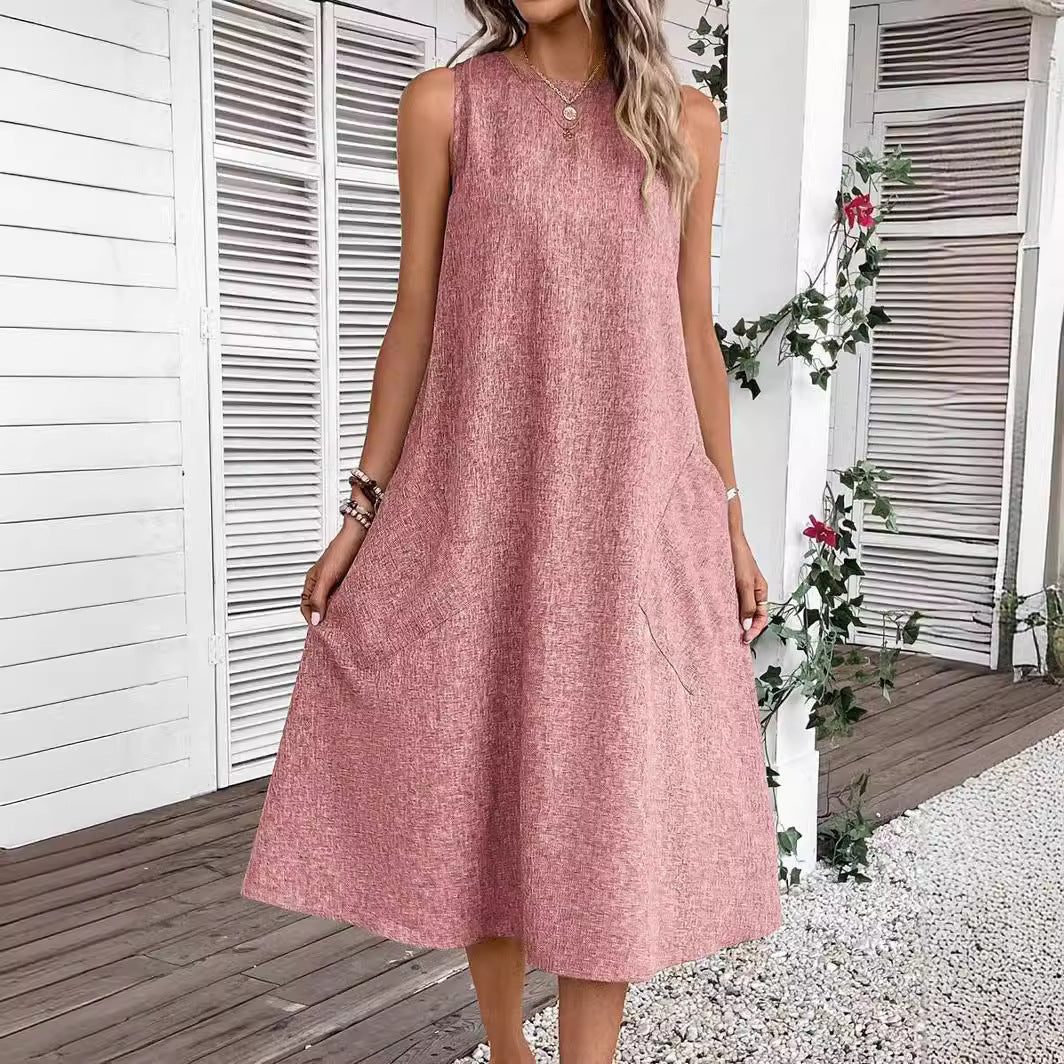Damen lässiges Sommerkleid mit Taschen und bequemem Schnitt R&B