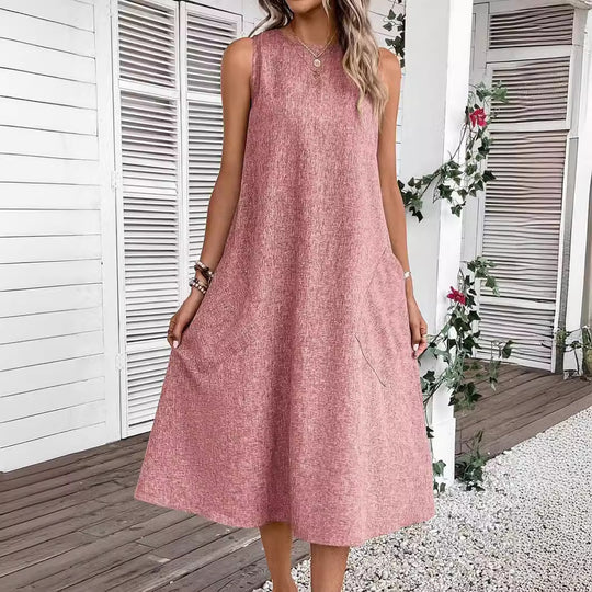 Damen lässiges Sommerkleid mit Taschen und bequemem Schnitt R&B