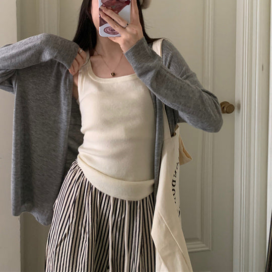 Damen lässiger Strickcardigan mit weitem Schnitt und feinen Details R&B
